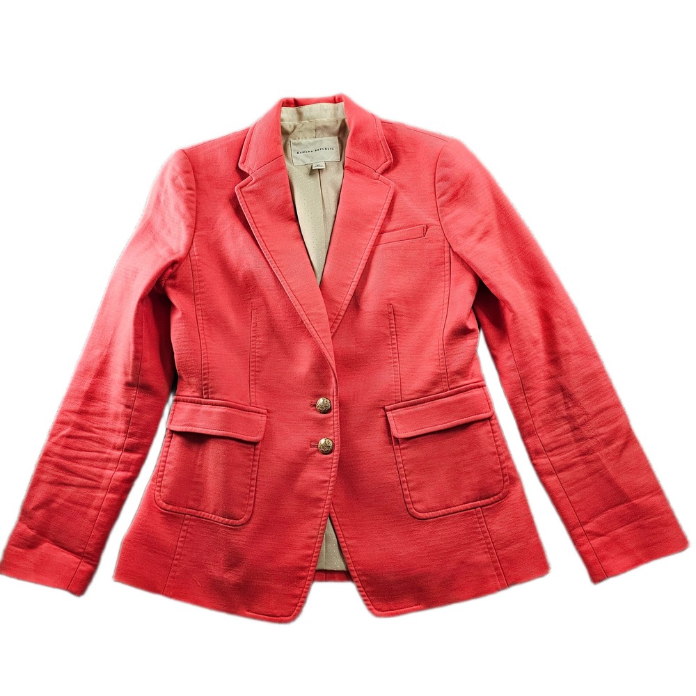 Banana Republic Blazer Jacket Women's 6P Coral Lined Notch Lapel Single Breasted
